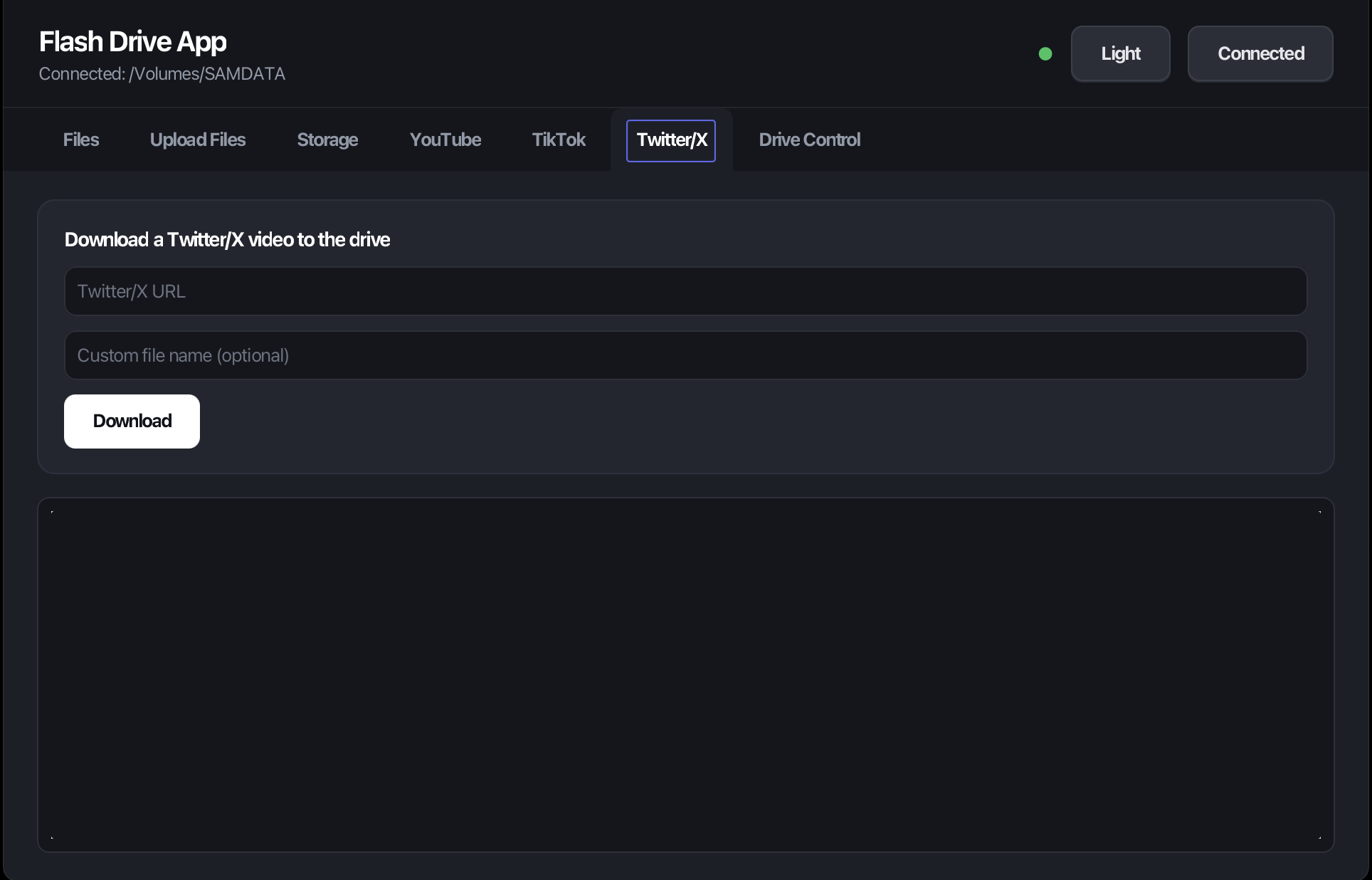 FlashDrive app X/Twitter download view